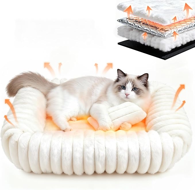Cat Beds for Indoor Cats, Square Self Warming Cat Bed Orthopedic Pet Bed by Unknown