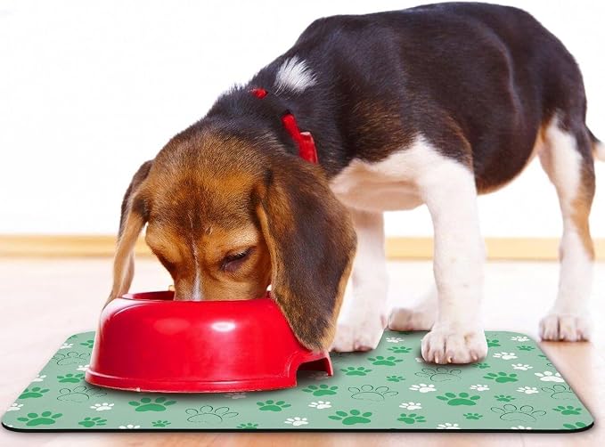 Dog Food Mat, Absorbent Water Bowl Mats Cat Pet Feeding Placemats Green 24 * 32 - Image 6