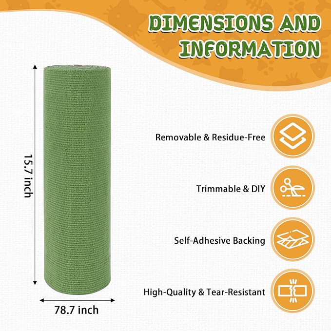 Climbing Cat Scratcher Mat Trimmable Cat Scratching Post Carpet 78.7’’x15.8’’ - Image 2