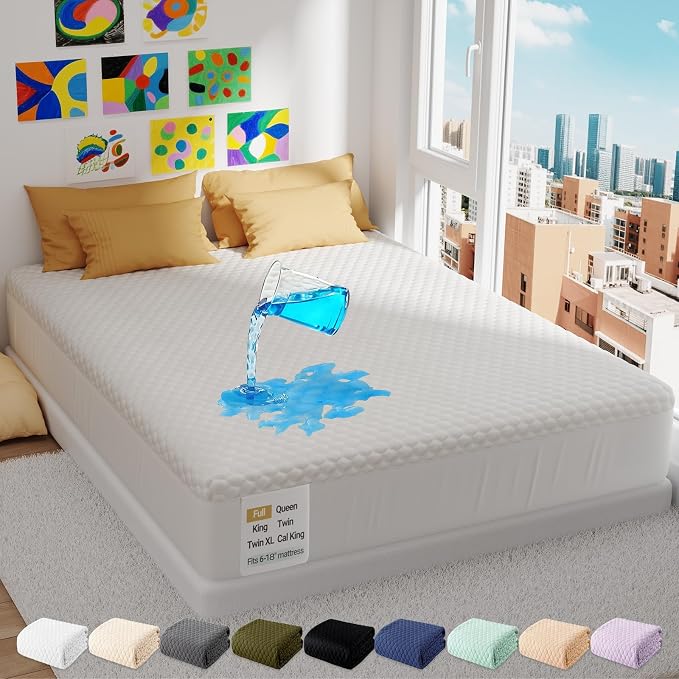 OhGeni 100% Waterproof Mattress Protector, Full Size Mattress Soft Pad by OhGeni