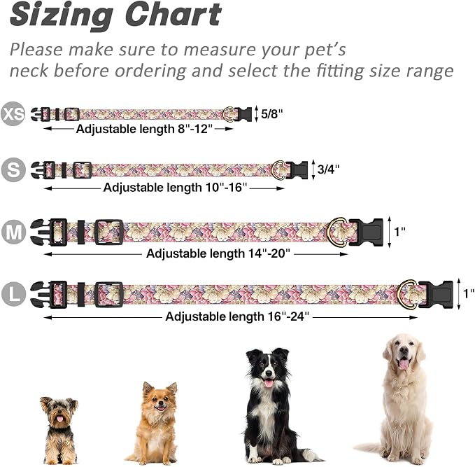 Reflective Dog Collar for Large Dogs, Cute Flower Theme Adjustable Heavy-Duty - Image 7