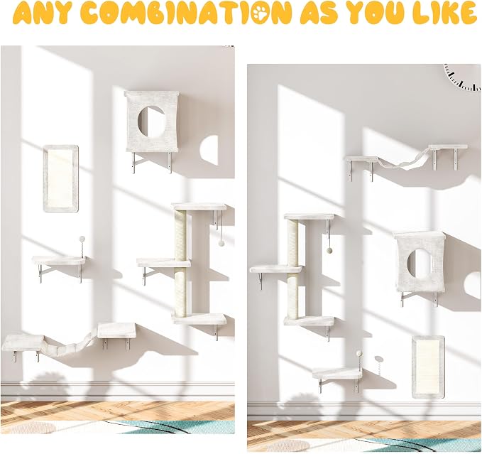 NUNU LAB Cat Wall Shelves, 10-in-1 Wall-Mounted Cat Furniture Set, Large Cat - Image 3