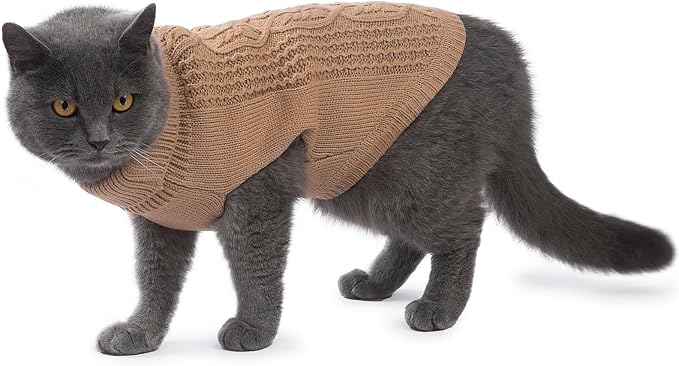 Cat Sweater Keep Your Pets Cozy, 16 Color Turtleneck Knitted Sleeveless Cat - Image 4
