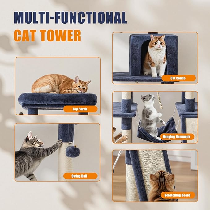 Sweetcrispy 63 inch Cat Tree Tower, Large Multi Level Cat Climbing Tower - Image 3