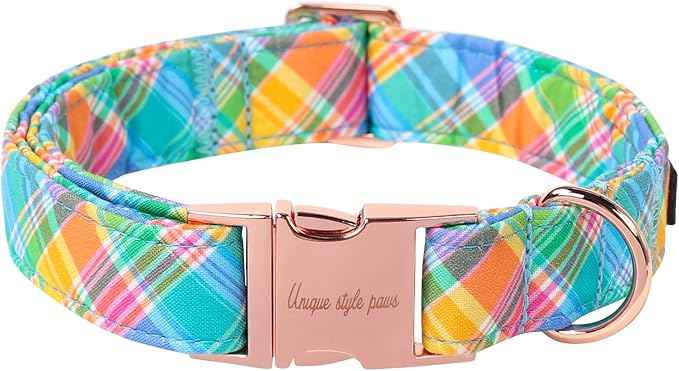 Unique style paws Easter Dog Collar Plastic Buckle Puppy Collar Colorful Plaid