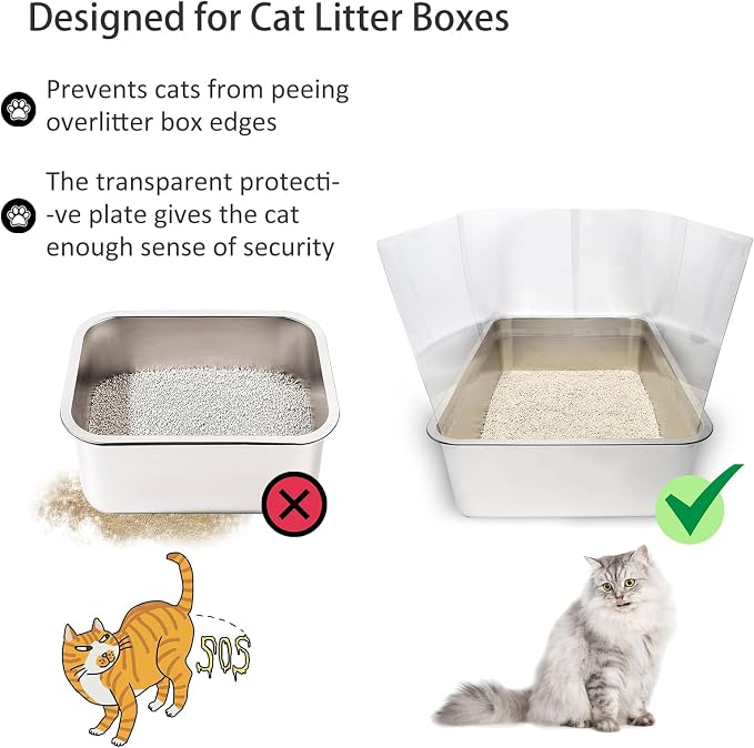 6PCS Cat Litter Box Pee Shields, Transparent Easy Clean Splash Guard - Image 4