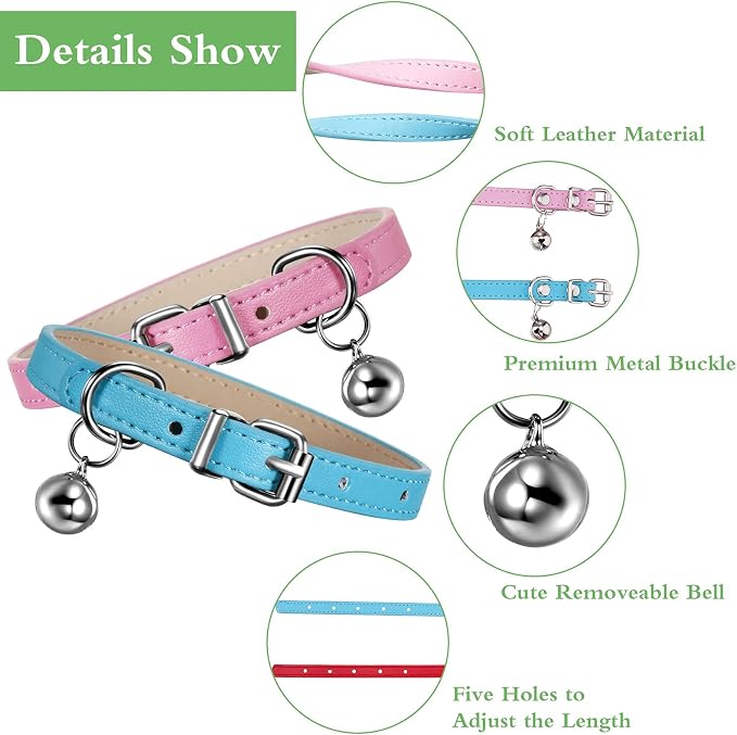 Weewooday 6 Pieces Leather Cat Collar - Image 3