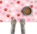 Puppy Paw Print Pet Feeding Mat 24x16 Inch Cute Pet Feeding Area Mat Pet Food by HOMETITUTE
