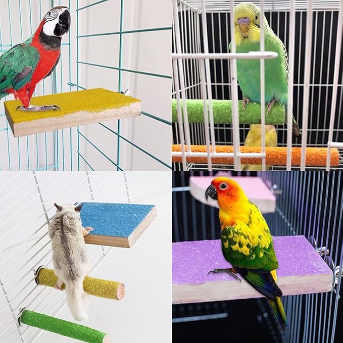Hamiledyi 5 Pcs Parrot Perch Stand Natural Wood Bird Perch Stand Platform Paw - Image 2