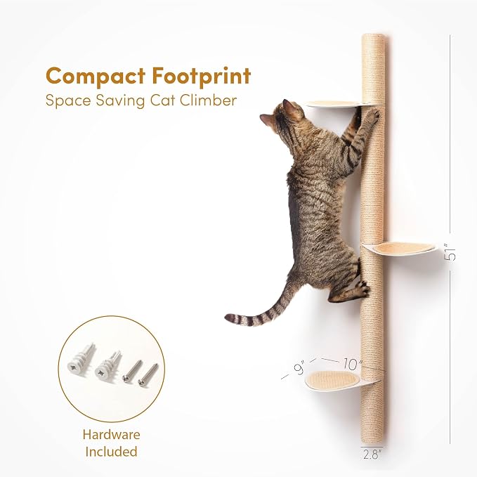 51" Wall-Mounted Cat Tree – Modern Space-Saving Cat Shelf - Image 7