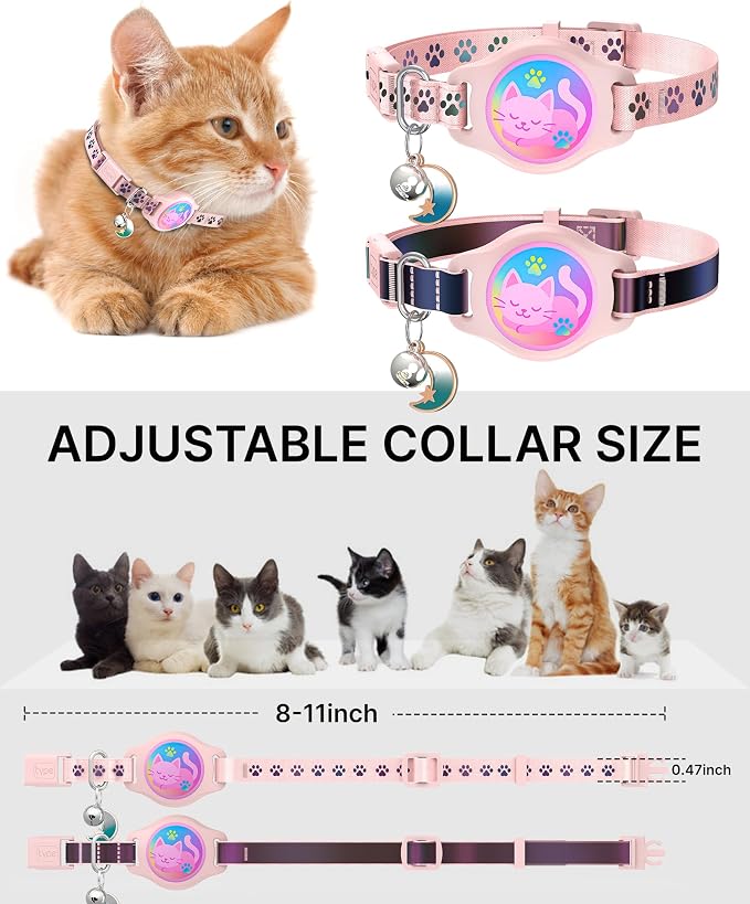 Cat Collar with Airtag Holder, 2 Pack Waterproof Breakaway Kitten Collar - Image 6