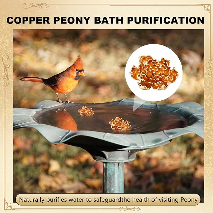 4 Pcs Mini Peony Shape Copper Bath Disk Ornaments Brass Bird Bath Purification - Image 6
