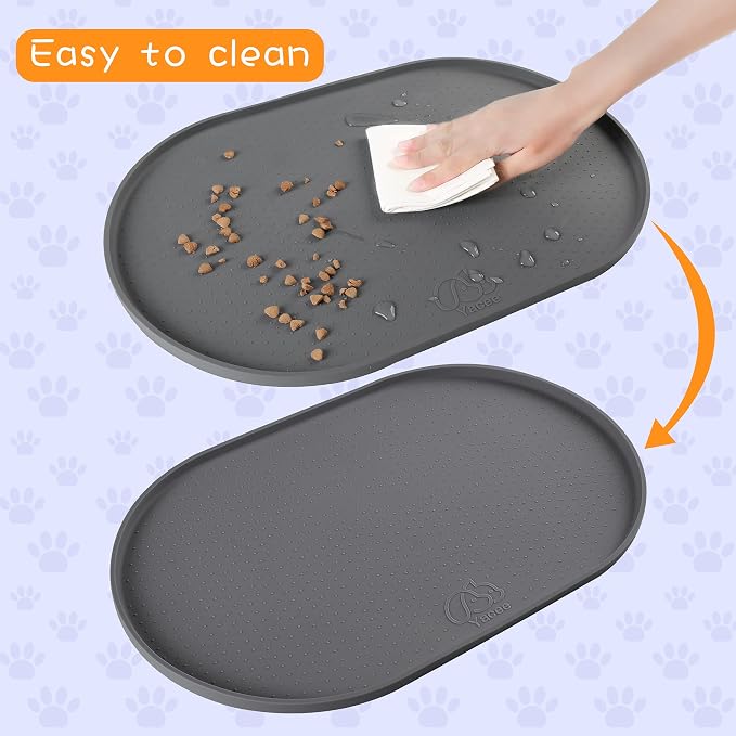 100% Waterproof 0.5" Raised Edge BPA Free Silicone Dog Food Mat, Pet Cat - Image 4