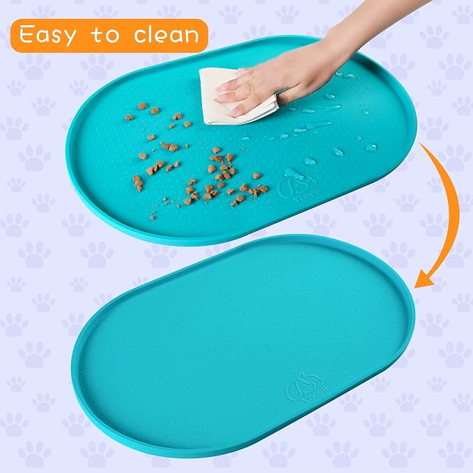 100% Waterproof 0.5" Raised Edge BPA Free Silicone Dog Food Mat, Pet Cat - Image 4