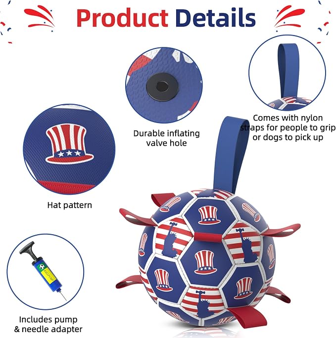 Diman Dog Toy Soccer Ball : Outdoor Dog Toys, Dog's Independence Day Gift - Image 7