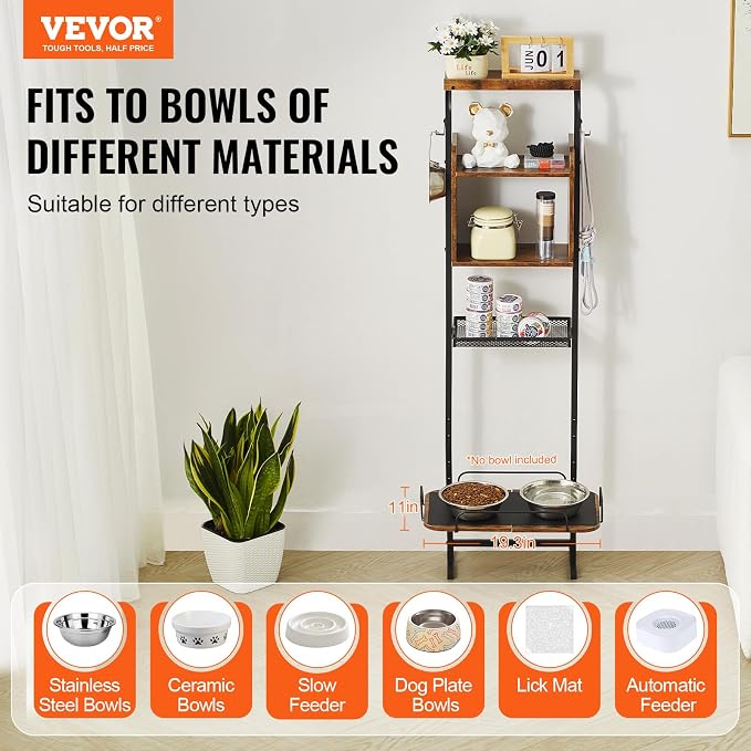 VEVOR Elevated Dog Bowls with 7 Adjustable Height, Dog Feeding Station with - Image 2