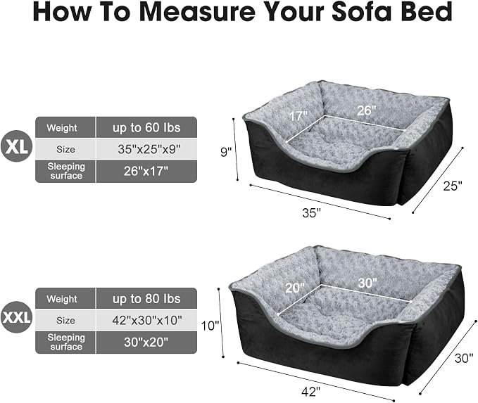 JOEJOY Rectangle Dog Bed for Large Medium Small Dogs - Image 4