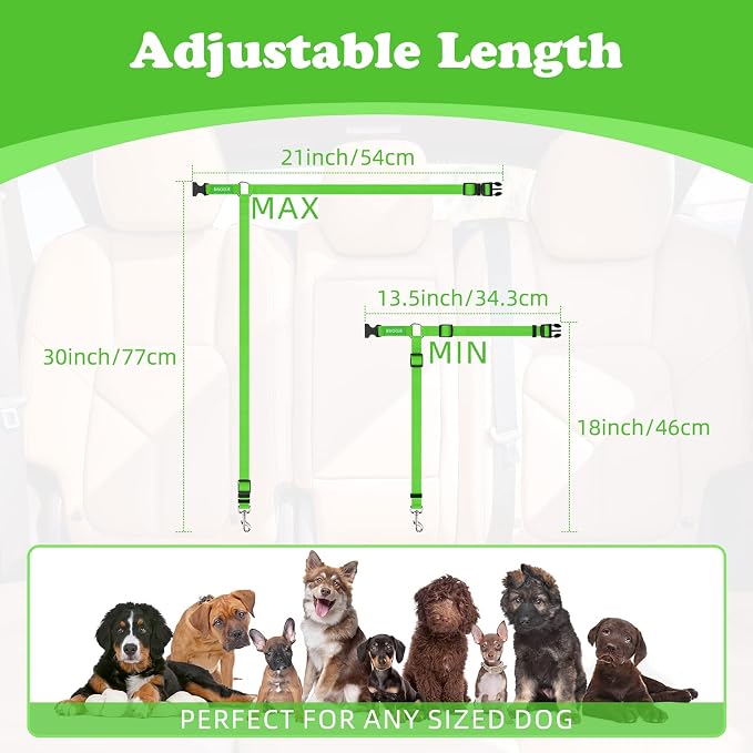 BWOGUE Pet Dog Cat Seat Belts, Car Headrest Restraint Adjustable Safety Leads - Image 4