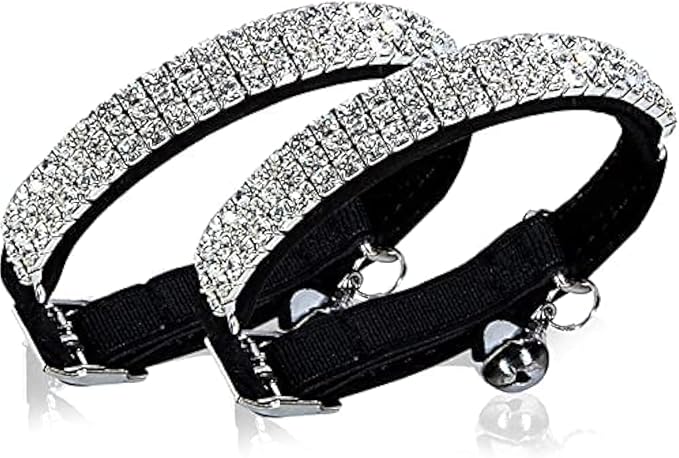 CHUKCHI Soft Velvet Safe Cat Adjustable Collar Bling Diamante by CHUKCHI