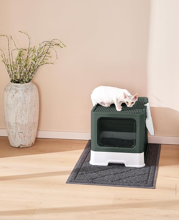 Cat Litter Box with X-Large Litter Mat and Scoop, Large Covered Litter Box with - Image 8