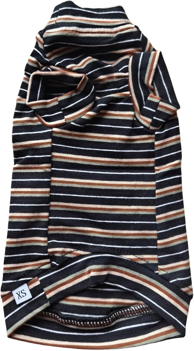Vintage Stripes Sphynx Hairless Cats Shirt Cotton Cat Turtleneck Pet Clothes by Kitipcoo