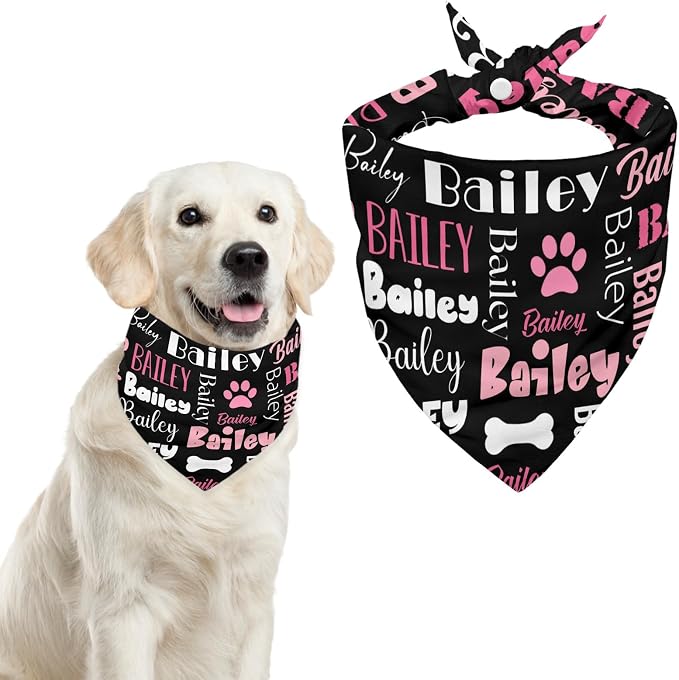Personalized Dog Bandanas Custom Neckwear Name Button Anti-loosening Dog Scarf - Image 8