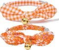 2 Pack Cotton Cat Collar, Removable Bowtie, Floral Pattern, Safety Breakaway by Petiry