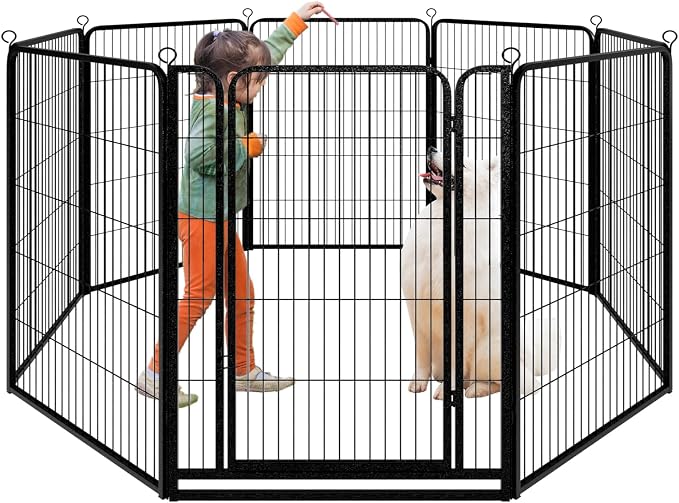 Dog Playpen Outdoor Extra Wide 8 Piece Panels Heavy Duty Dog Fence 47" Height by Committedtobetterpetlife