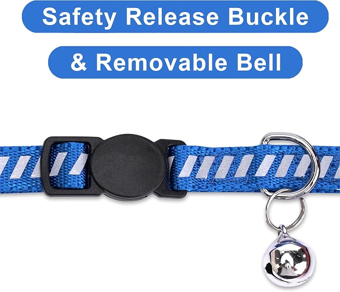 Pawtitas Personalized Blue Reflective Cat Collar – Adjustable Custom Collar - Image 5