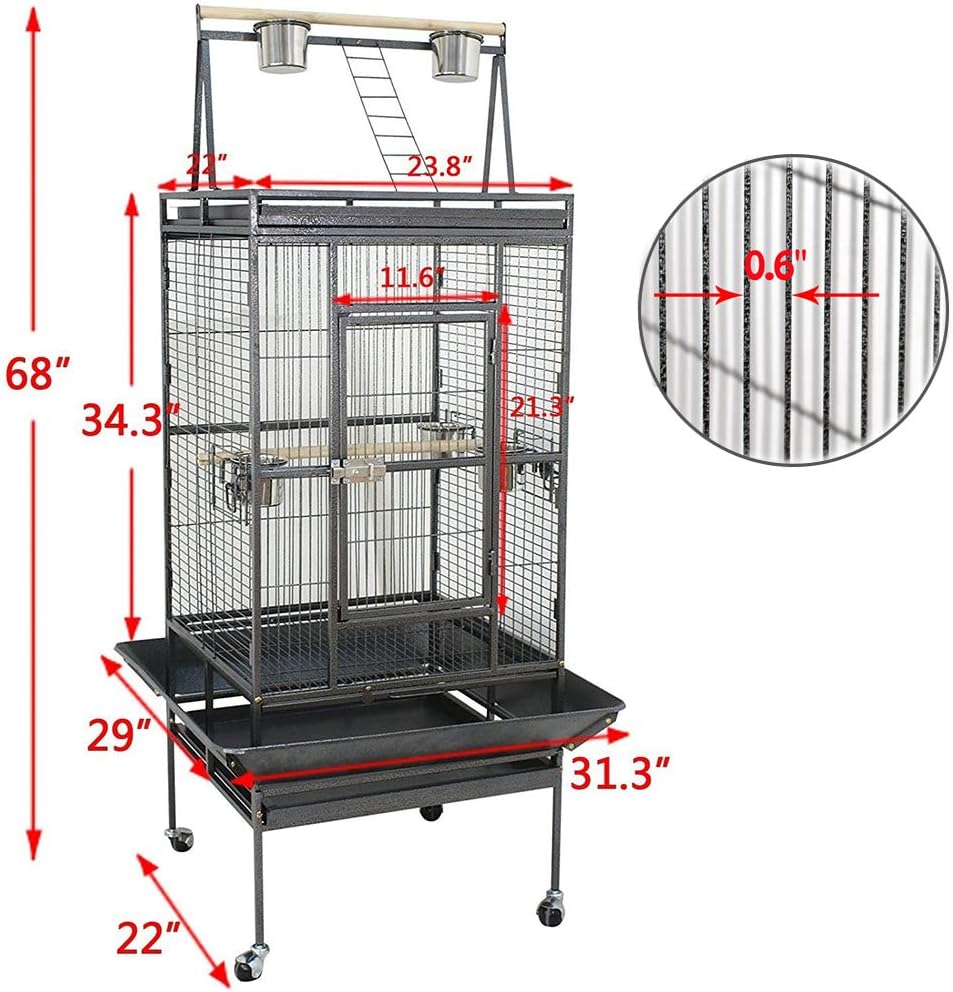 Nova Microdermabrasion 68-Inch Bird Cage with Play Top - GlobalHabitat Supply