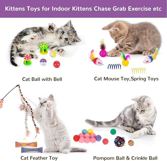 Retro Shaw 33Pcs Cat Toys with Tunnels, Interactive Kitten Toys - Image 6