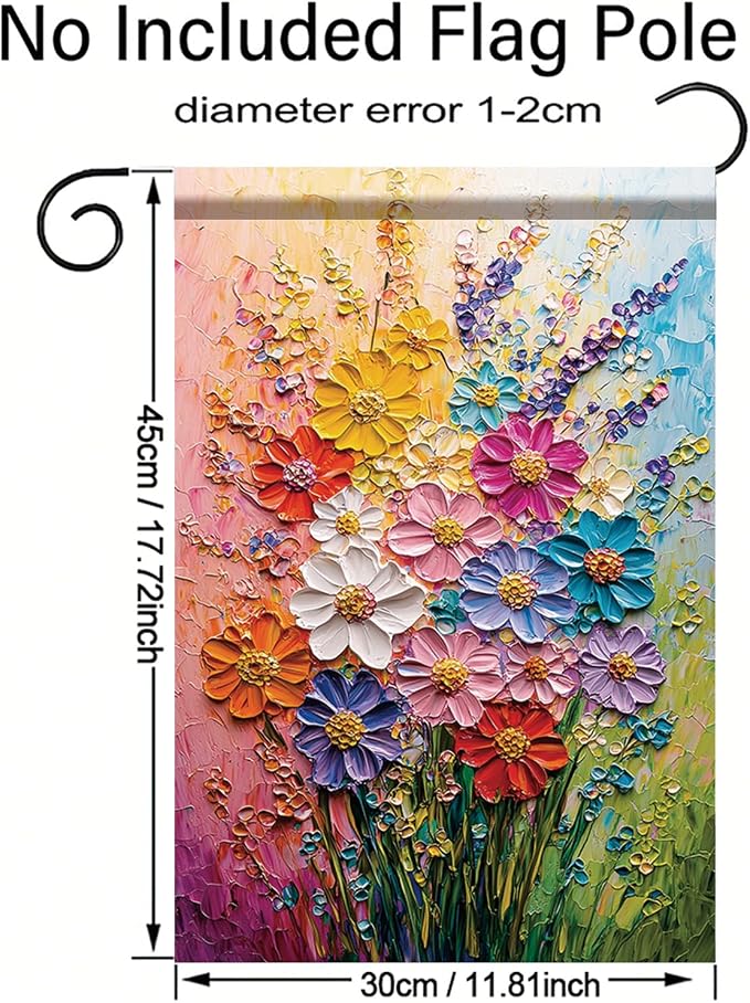 12x18 Inch Spring Garden Flag Colorful Flower Oil Painting Style Yard Banner - Image 8