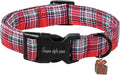 Christmas Dog Collar, Unique Style Paws Red Green Grids Dog Collar by Uniquestylepaws