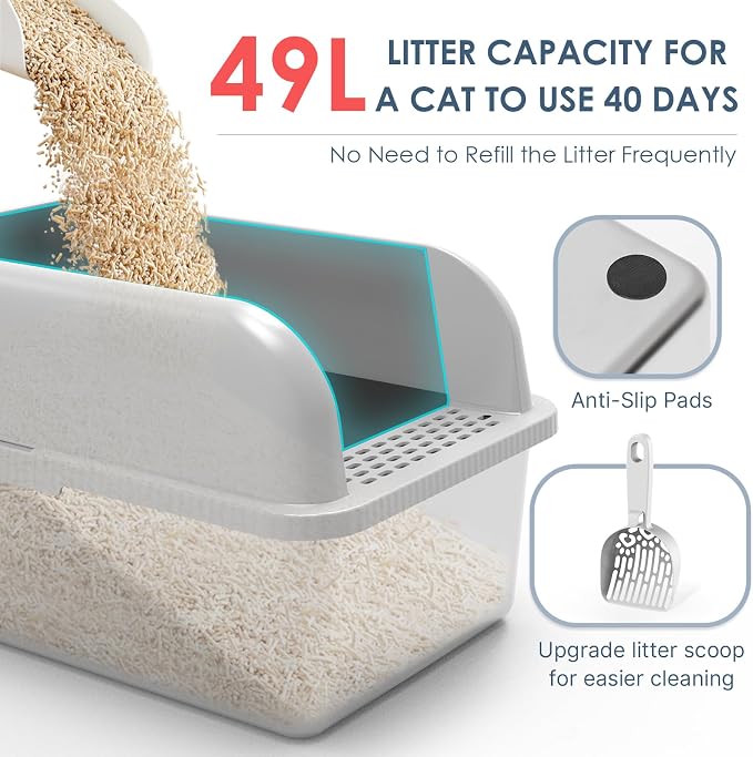 8" Deep Stainless Steel Cat Litter Box - Image 2
