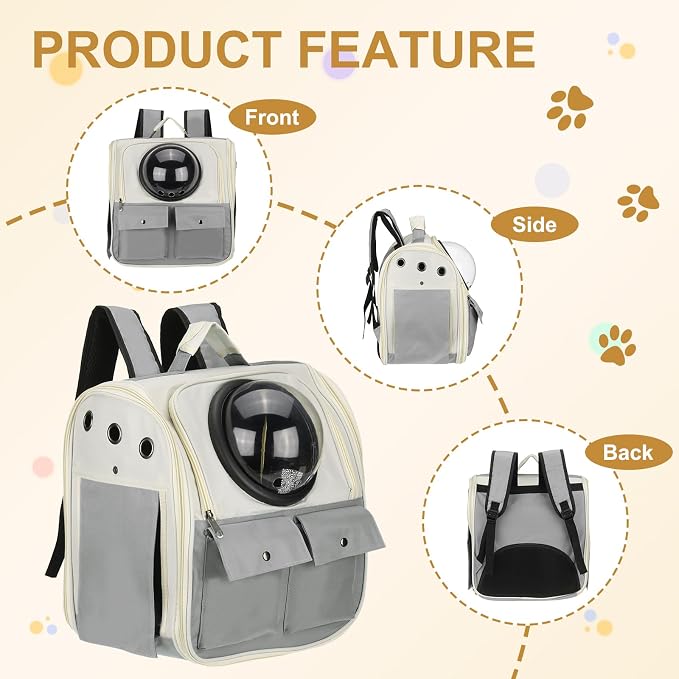 Pet Backpack Carrier, Portable and Ventilated, Oxford Cloth, Dogs Cats and - Image 4
