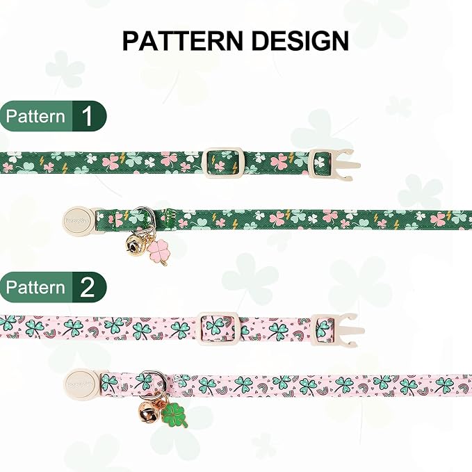 Lionet Paws 2pcs Pack St. Patrick Cotton Cat Collar, Breakaway Buckle - Image 2