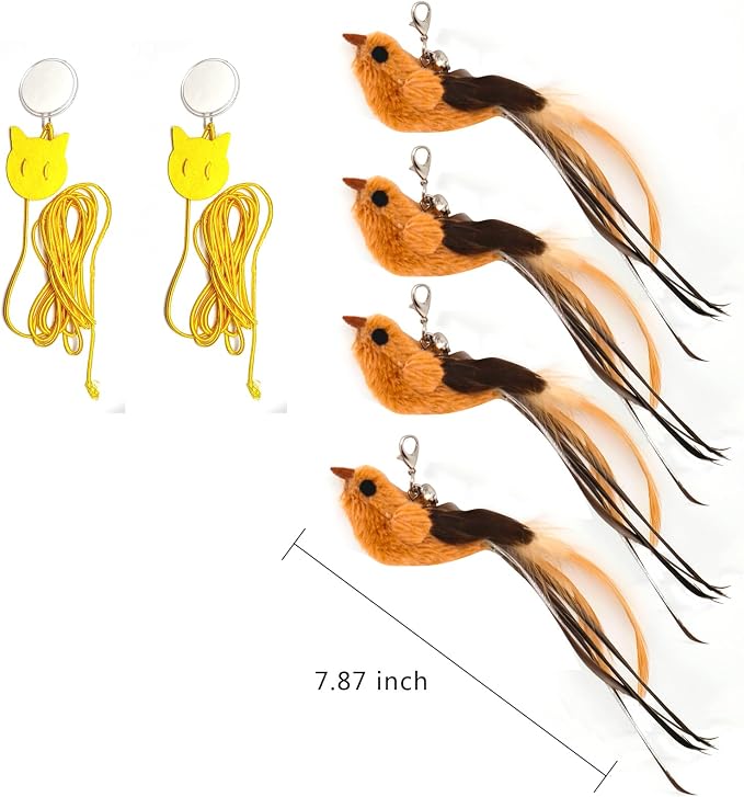 4 Bird Cat Wand Toy Refill for Indoor Cats, Interactive Birds Simulation Set - Image 5