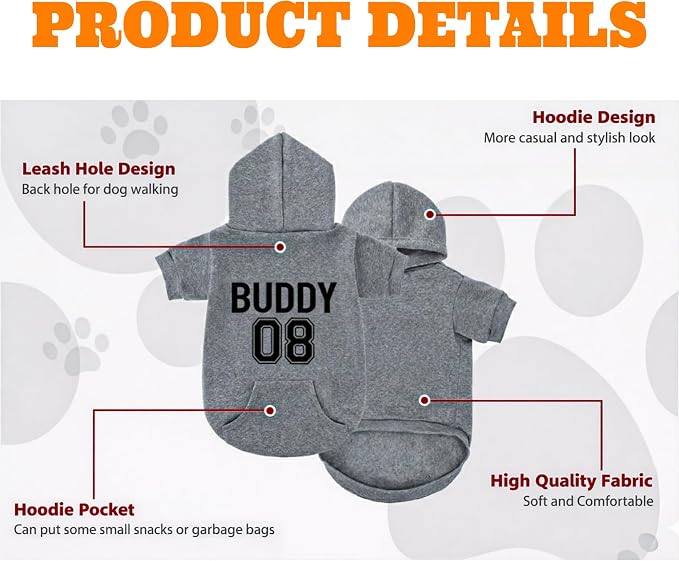 Personalized Dog Hoodie with Name/Text, Custom Embroidered or Printed Dog - Image 7