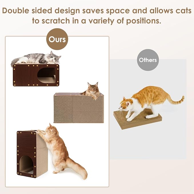 EHEYCIGA Cardboard Cat Scratcher House, 23-Inch Corrugated Cat Scratcher - Image 4