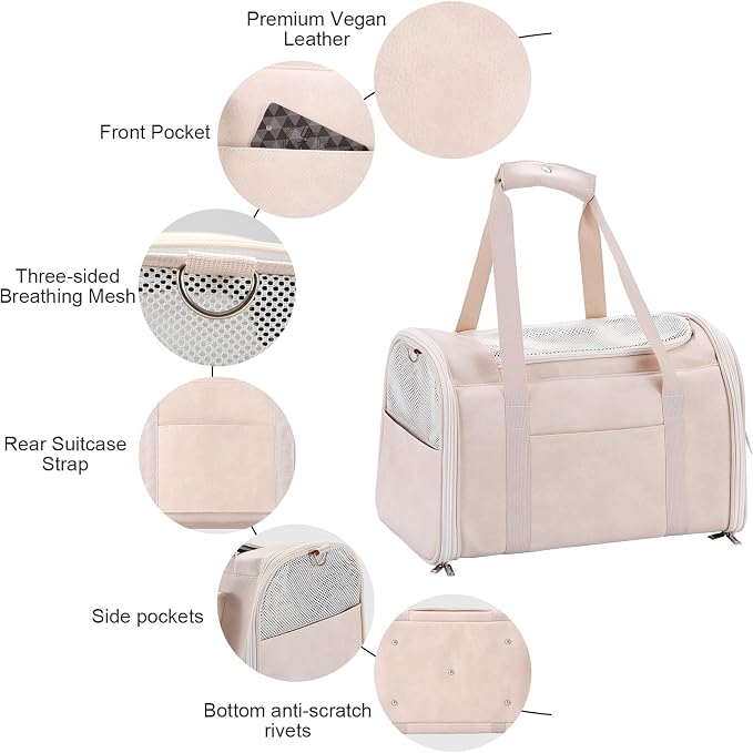 Fashion Leather Dog Carrier Cat Carrier Airline Approved Pet Carrier - Image 4