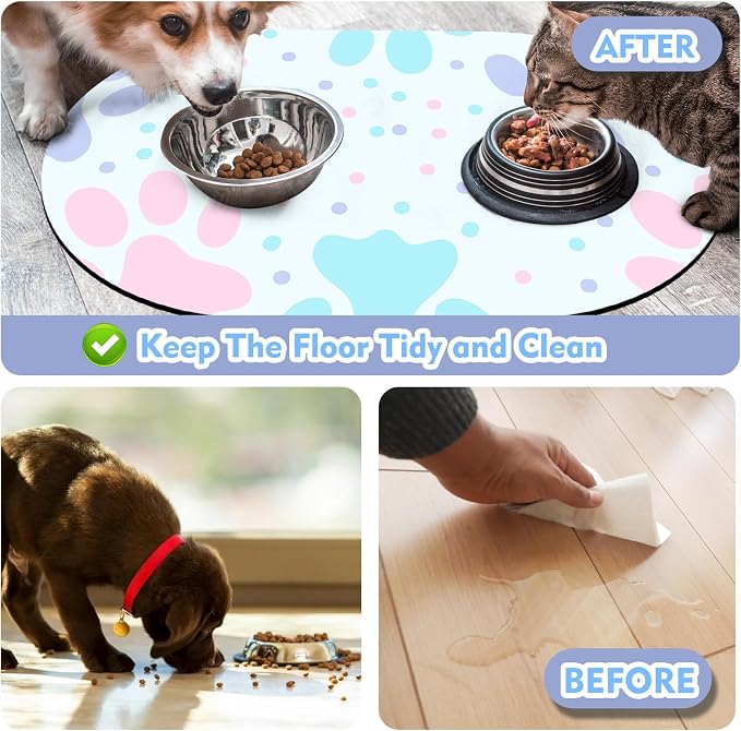 Dog Feeding Mat 24''x16'', Absorbent Pet Food Mat, No Stains Quick Dry Pet - Image 5