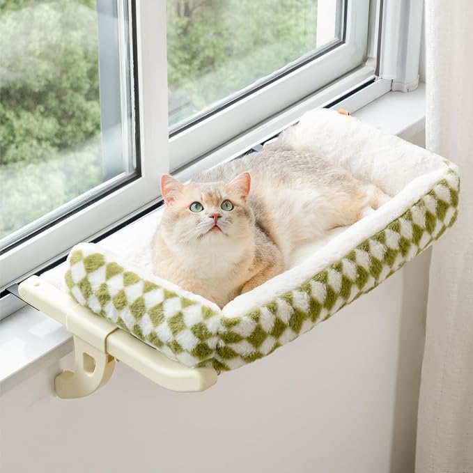MEWOOFUN Cat Window Sill Perch for Indoor Cats, One-Step Sliding Clamping Slot by MewooFun-MoreFunforPets