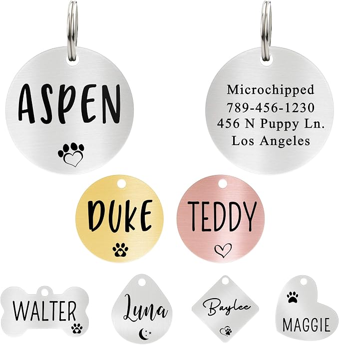 Ultra Joys Dog ID Tag, Custom Dog Tag Personalized Cat Tag, Pet ID Tag by UltraJoys