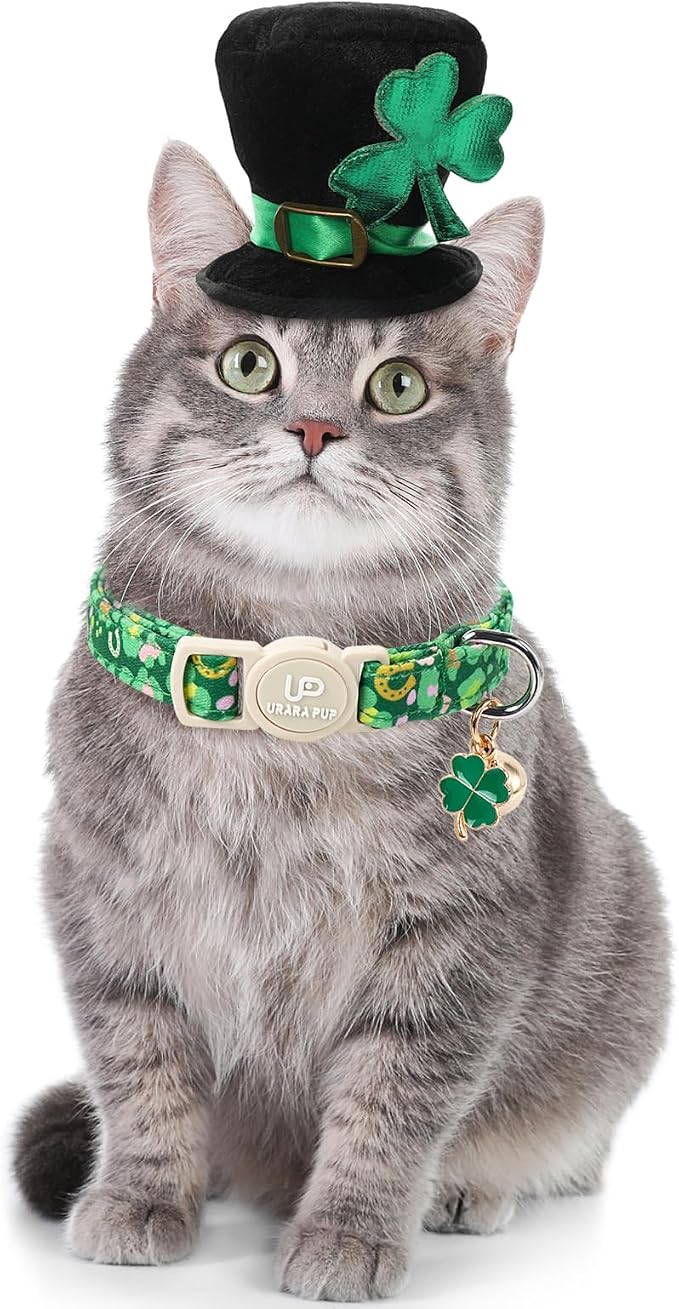 Cat Collar, Spring Green Trefoil Cat Collar - Image 5