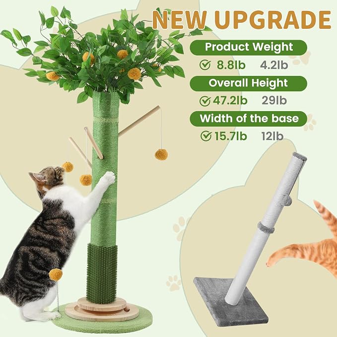 Cat Scratching Post for Indoor Cats Adults, 45 Inch Tall Cat Scratcher - Image 5