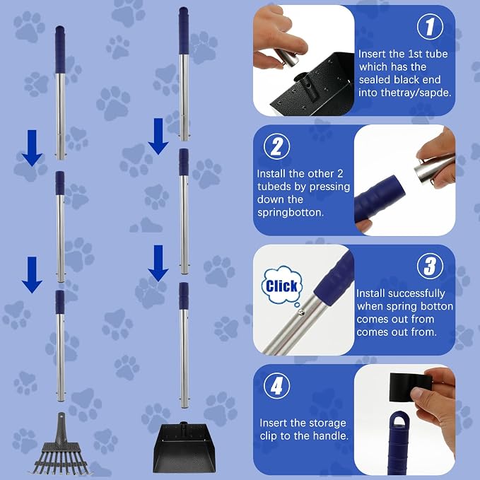 Pooper Scooper for Dogs, Dog Pooper Scooper Long Handle, Height Adjustable Pet - Image 3