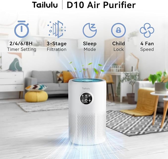 Air Purifiers for Home Pets Large Room Up to 1360 Ft², Tailulu D10 HEPA Air - Image 4