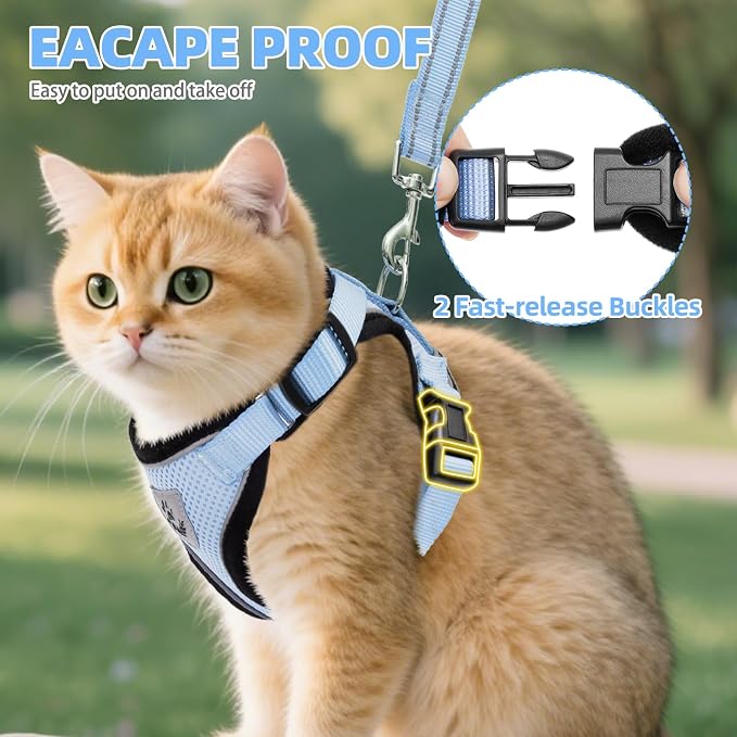 PUPTECK Cat Harness and Leash Set Escape Proof Reflective Cat Walking Harness - Image 3