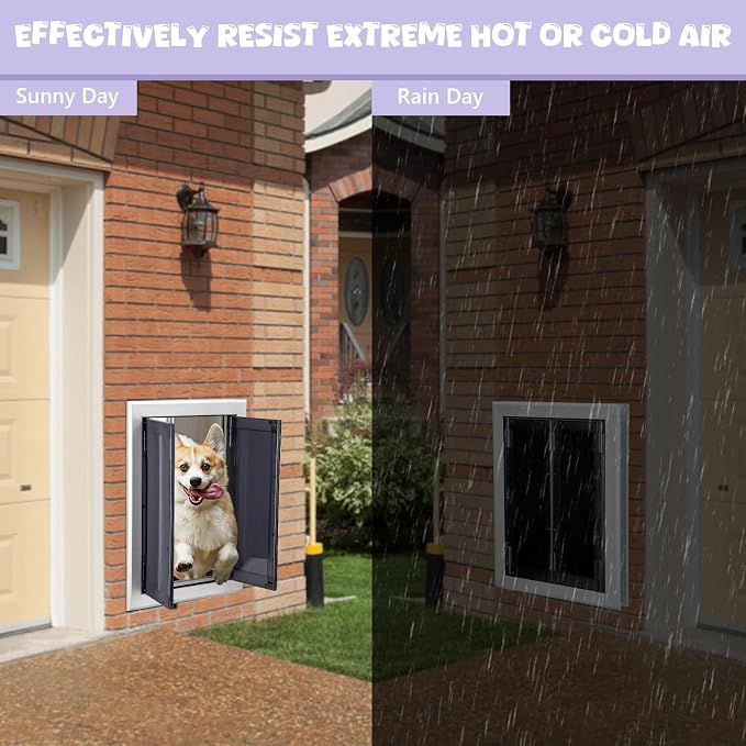 Sliver Pet Door with Panels, Aluminum Dog Door with Automatic Closing Magnetic - Image 7