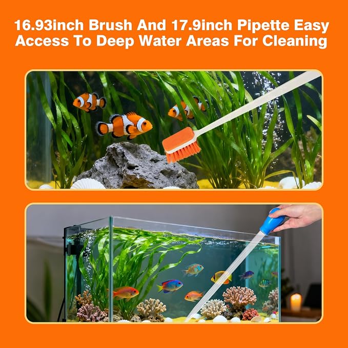 2PCS Fish Tank Cleaning and Feeder Kit, Fish Tank Cleaner Brush and Coral - Image 5